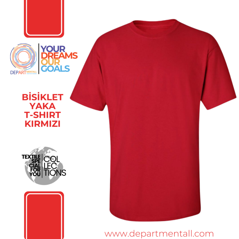 p004 d bisiklet yaka tişört t shirt kırmızı