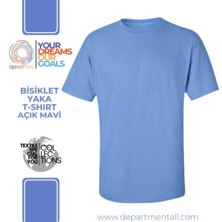 p006 d bisiklet yaka tişört t shirt açık mavi