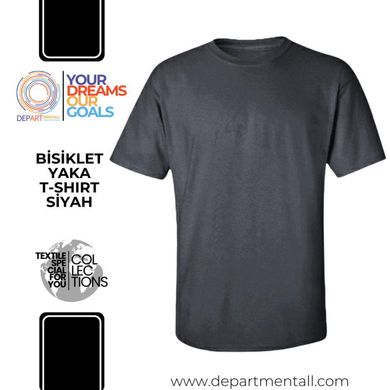 p008 d bisiklet yaka tişört t shirt siyah